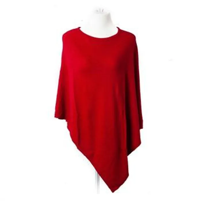 Hovedbilde Rosenvinge Poncho, Cashmer/ull, rød