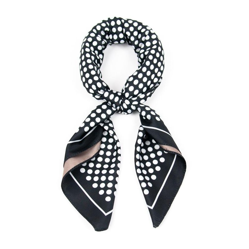 Rosenvinge lite skjerf, tosidig prikket print -svart/beige